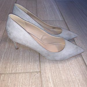 Gray Faux Suede Heel